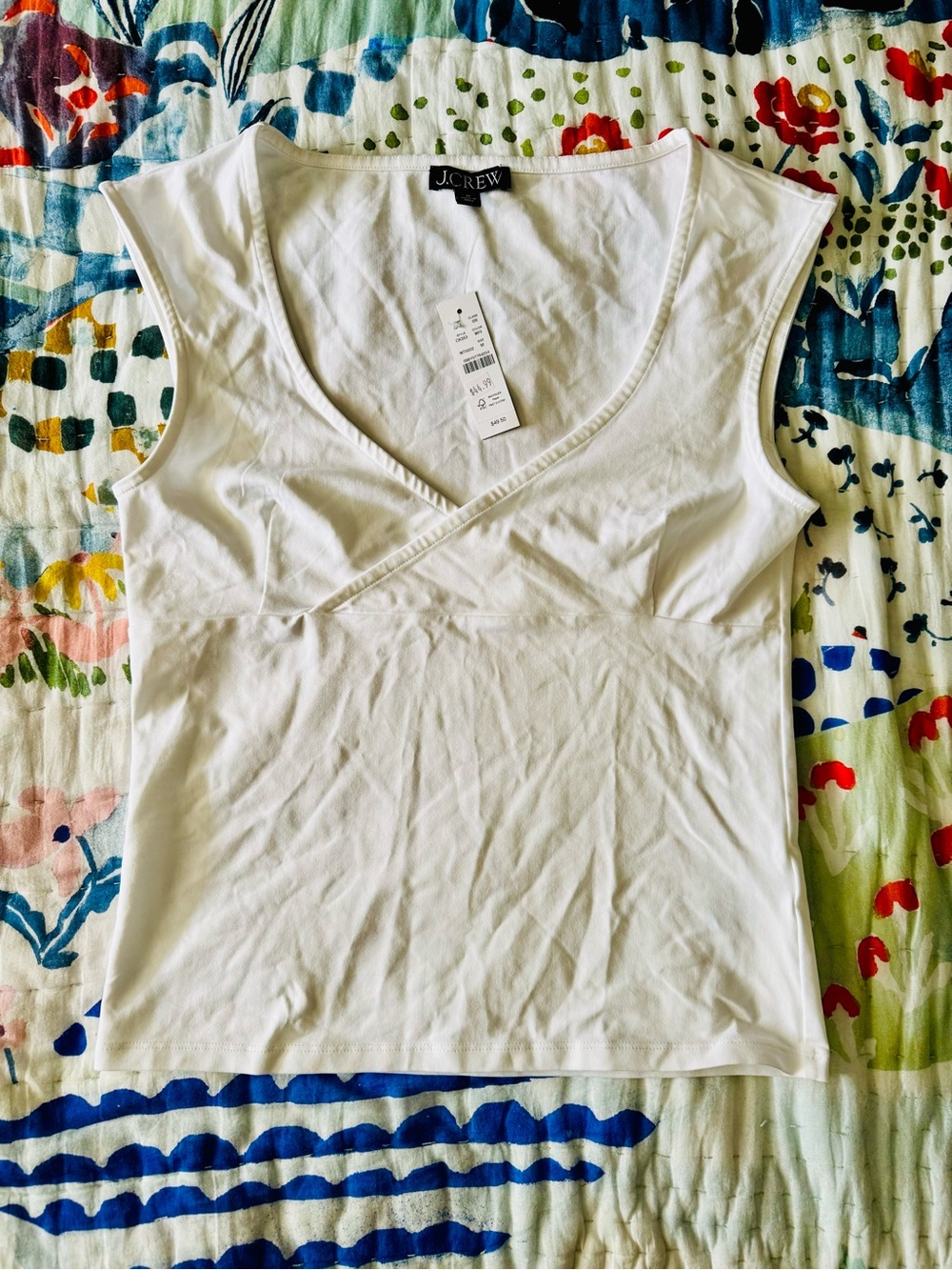 J. Crew White Sleeveless V-Neck Wrap Top